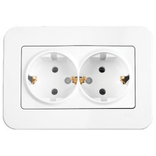 Розетка двухмесная с/з VIKO Rollina белая 90420056