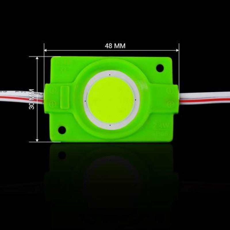 Светодиодный модуль BRT COB 2.4W круглый GREEN 12v IP65 зеленый LM-12-2.4-COB-4530-G