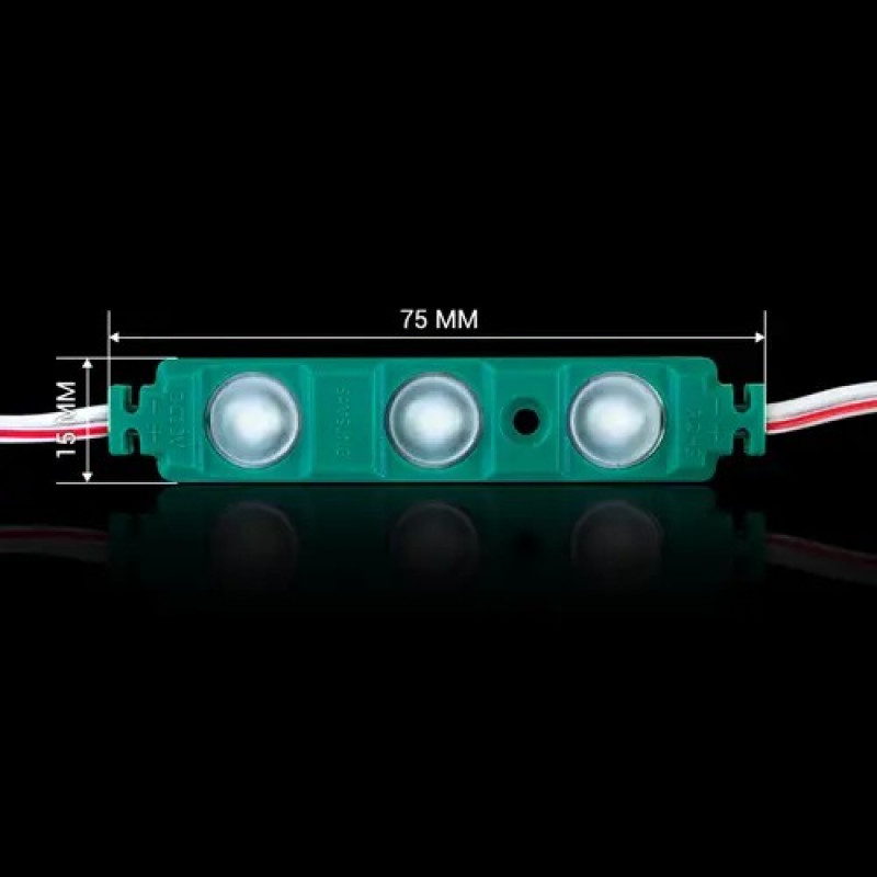 Светодиодный модуль BRT XG194 5630-3led 1,5W GREEN 12v IP65 зеленый с линзой полусфера XG191 LM-12-1.5-5630-7515