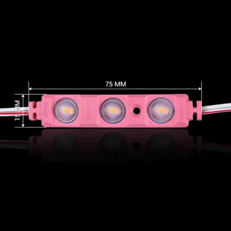 Светодиодный модуль BRT XG194 5630-3led 1,5W PINK 12v IP65 розовый с линзой полусфера XG194LM-12-1.5-5630-7515