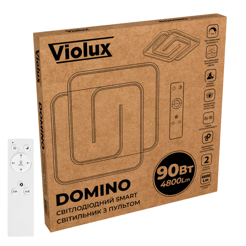 Светодиодный Smart светильник DOMINO VIOLUX 90W 3000-6000K 4800LM квадрат 220565
