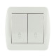 Выключатель накладной проходной двухклавишный LEZARD Demet белый IP20 711-0200-106