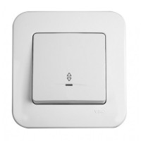 Выключатель одноклавишный проходной с подсветкой VIKO Rollina белый 