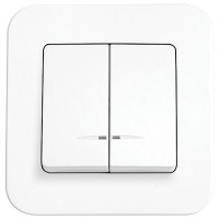 Выключатель двухклавишный с подсветкой VIKO Rollina белый 90420050