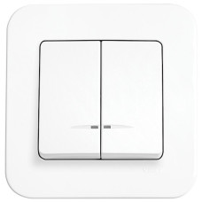 Выключатель двухклавишный с подсветкой VIKO Rollina белый 90420050