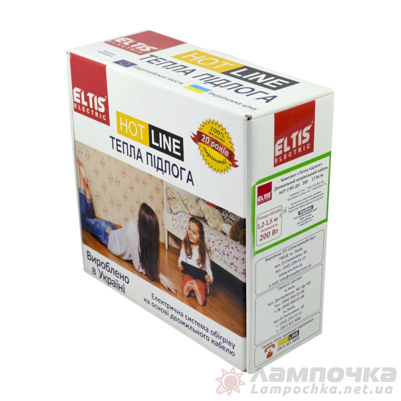 Комплект теплого пола в стяжку HOT LINE ДК-200 Вт 1,2 кв.м Eltis Electric 70682