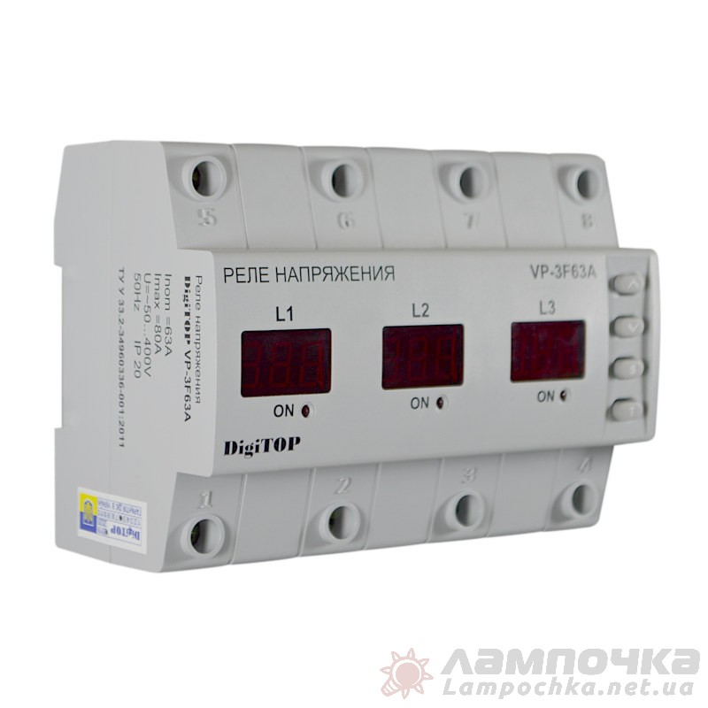 Реле напряжения DigiTOP на DIN-рейку VP-3F63A 3Ф