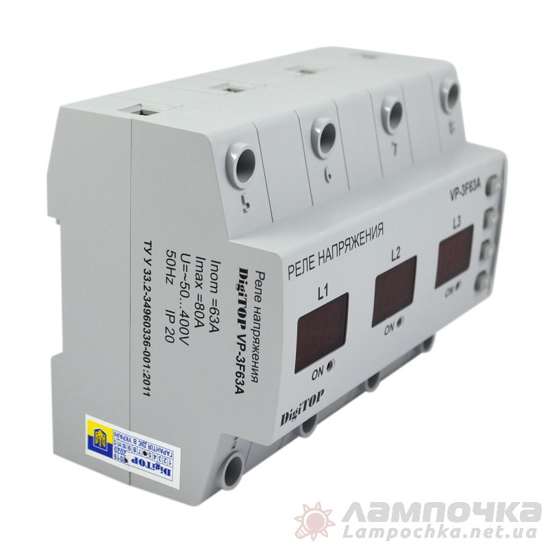 Реле напряжения DigiTOP на DIN-рейку VP-3F63A 3Ф