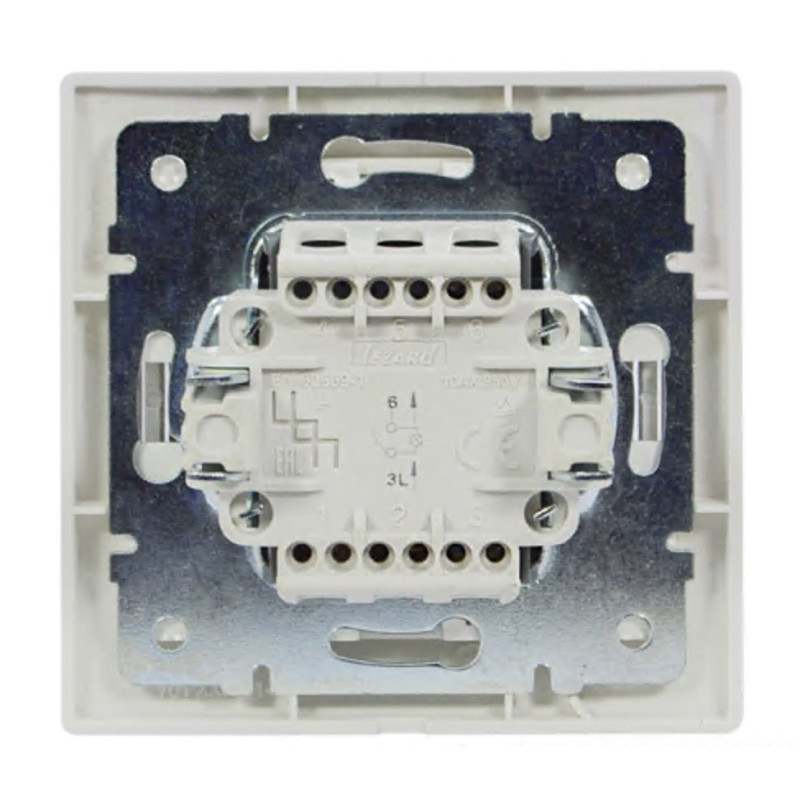 Выключатель одноклавишный с подсветкой и белой вставкой LEZARD Mira белый 701-0202-111