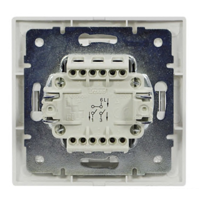 Выключатель двухклавишный LEZARD Mira белый 701-0202-101