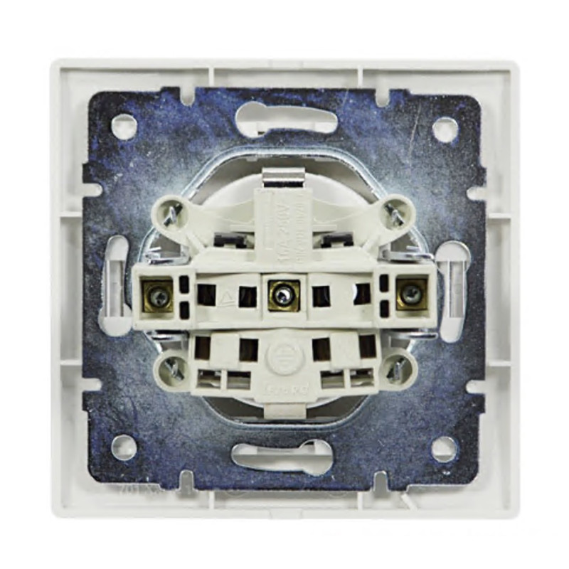 Розетка одинарная с/з LEZARD Mira белая 701-0202-122B