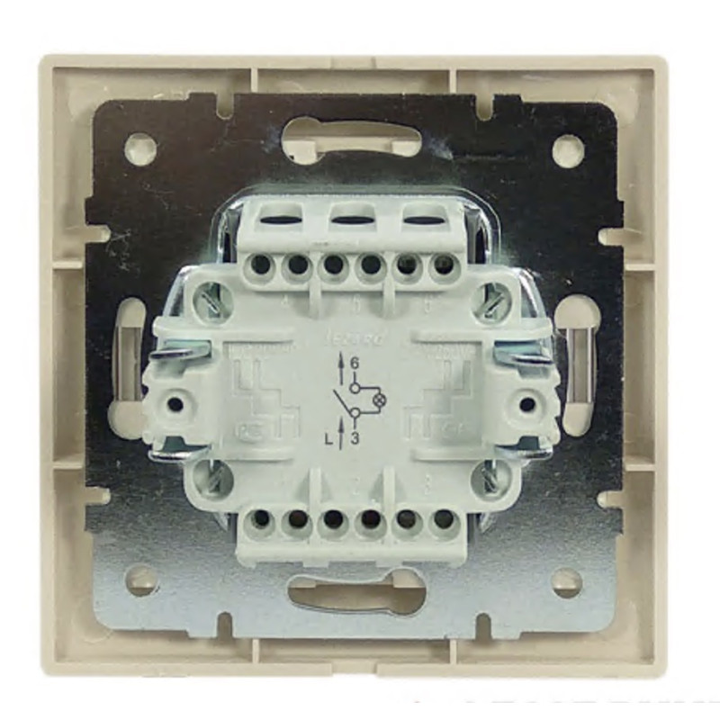 Выключатель одноклавишный с подсветкой и вставкой LEZARD Mira крем