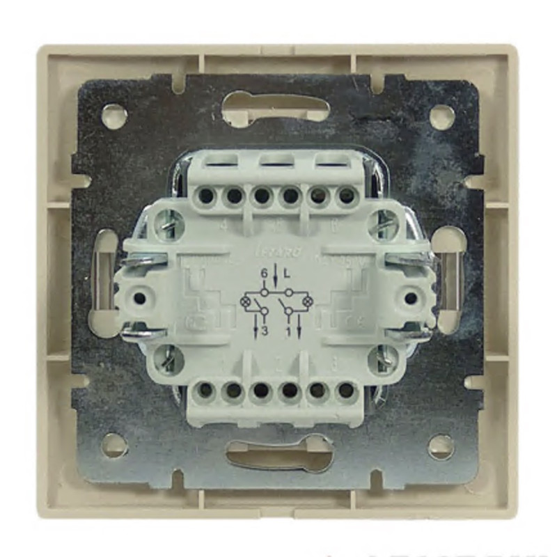 Выключатель двухклавишный с подсветкой и вставкой  LEZARD Mira крем 701-0303-112