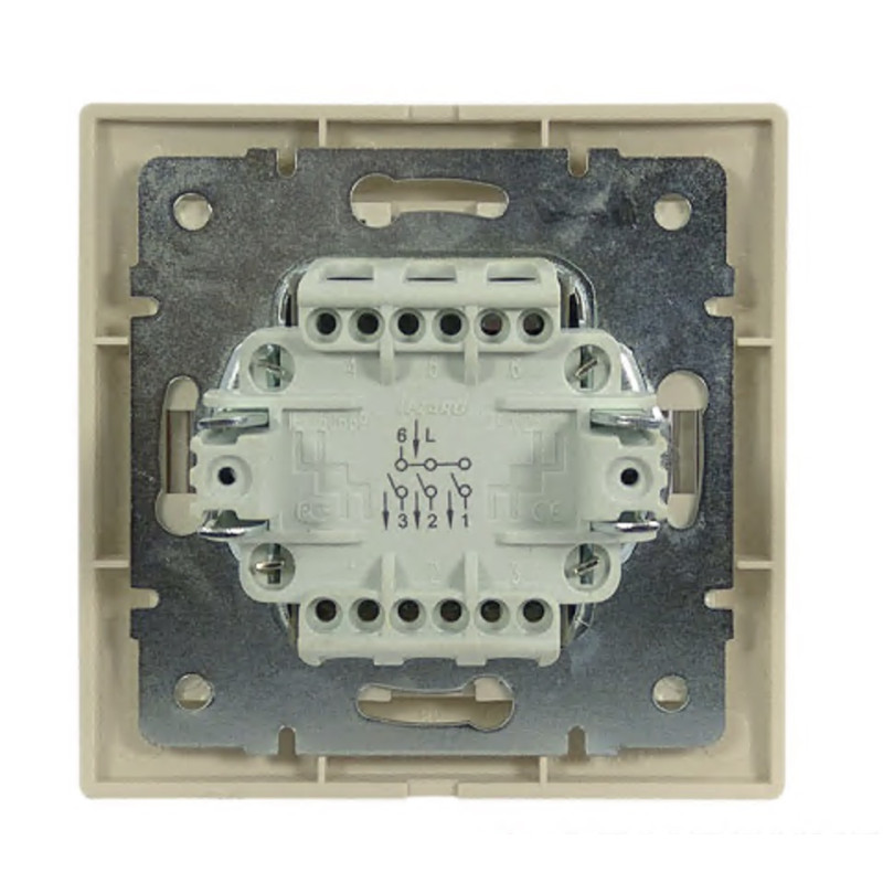 Выключатель трехклавишный с вставкой LEZARD Mira крем 701-0303-109