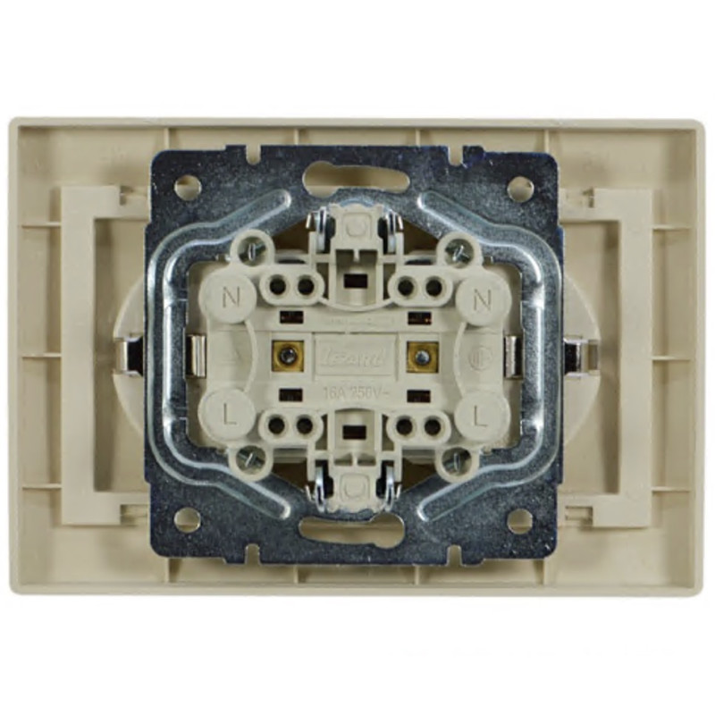 Розетка двомісна з/з зі вставкою LEZARD Mira крем 701-0303-127B