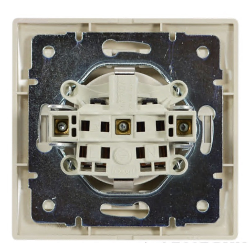 Розетка одинарна з/з зі вставкою LEZARD Mira крем 701-0303-122B