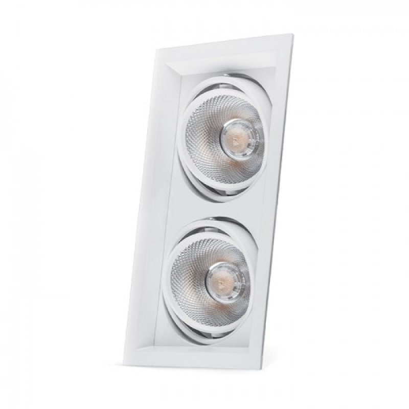 Врезной карданный LED светильник FERON AL202 2хCOB 12W 1800Lm 4000K IP20 белый 29774