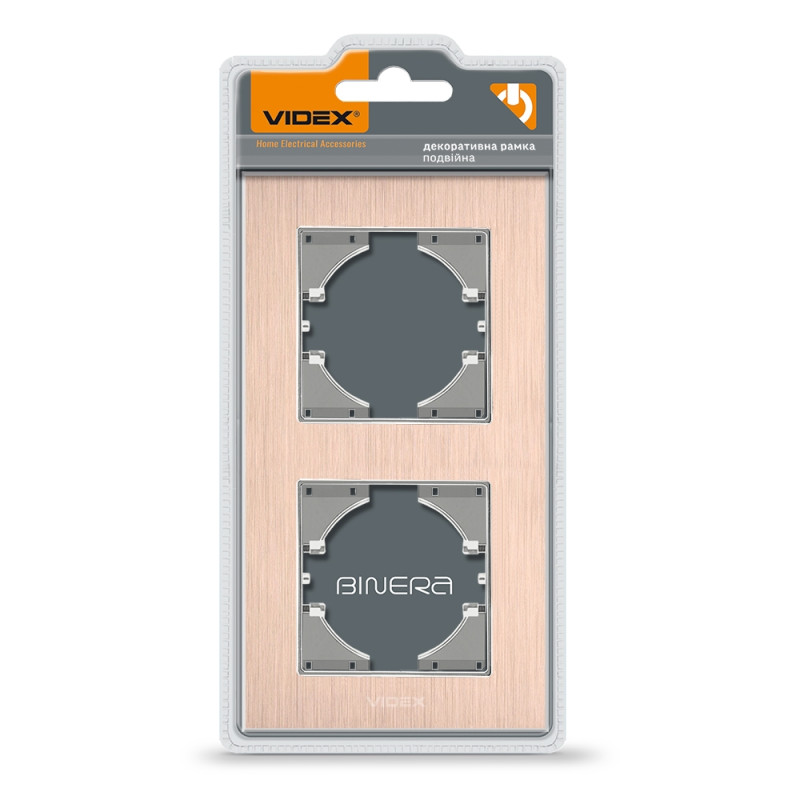 Рамка двойная вертикальная VIDEX Binera медный алюминий (VF-BNFRA2V-CP)