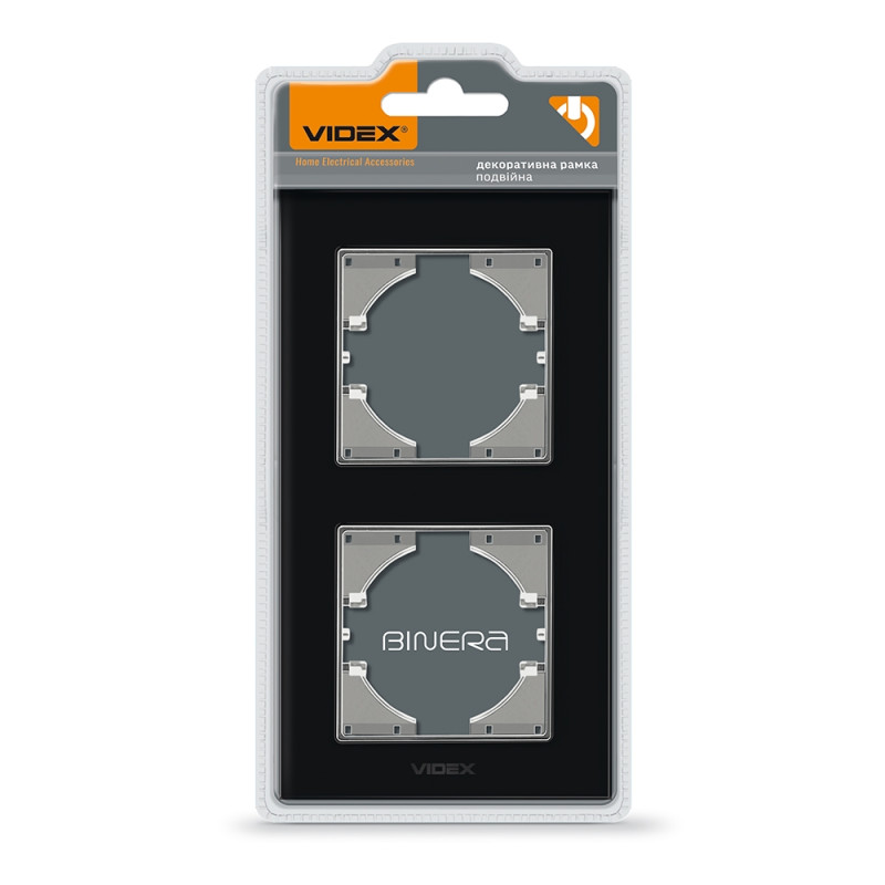 Рамка двойная вертикальная VIDEX Binera черное стекло (VF-BNFRG2V-B)