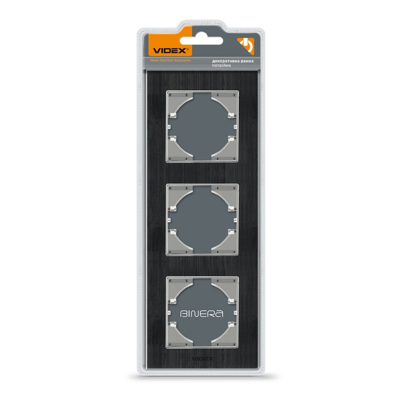 Рамка тройная вертикальная VIDEX Binera черный алюминий (VF-BNFRA3V-B)