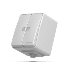 Выключатель двухклавишный наружный с подсветкой VIDEX BINERA IP65 (VF-BNW12L-G)
