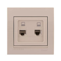 Розетка компьютерная двойная LEZARD Deriy крем 702-0303-141