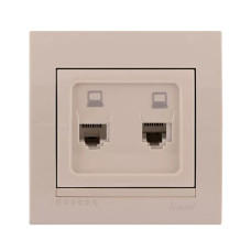 Розетка компьютерная двойная LEZARD Deriy крем 702-0303-141