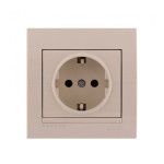 Розетка одинарная з/з LEZARD Deriy крем 702-0303-122В