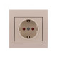 Розетка одинарная с/з и защитными шторками LEZARD Deriy крем 702-0303-124