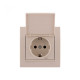 Розетка одинарная с/з и крышкой LEZARD Deriy крем 702-0303-123В