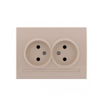 Розетка двухмесная б/з LEZARD Deriy крем 702-0303-128B