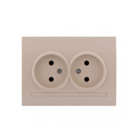 Розетка двухмесная б/з LEZARD Deriy крем 702-0303-128B