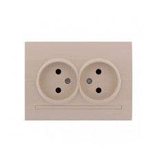 Розетка двухмесная б/з LEZARD Deriy крем 702-0303-128B
