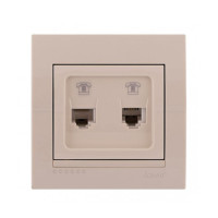 Розетка телефонная двойная LEZARD Deriy крем 702-0303-138