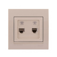 Розетка телефонная двойная LEZARD Deriy крем 702-0303-138