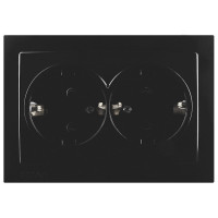 Розетка двухместная с/з NILSON Touran черная 24221025