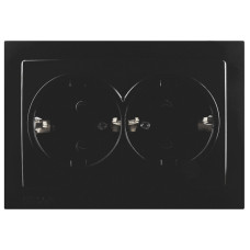 Розетка двухместная с/з NILSON Touran черная 24221025