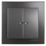 Выключатель двухклавишный с подсветкой NILSON Touran Антрацит 24161004