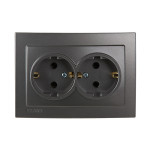 Розетка двомесная с/з NILSON Touran  Антрацит 24161025