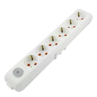 Колодка VIKO 6 гнезд с заземленнием с кнопкой белая Multi-Let 90118600