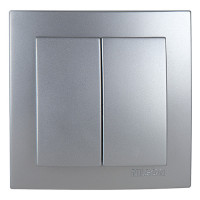 Выключатель двухклавишный NILSON Touran серебро 24131003