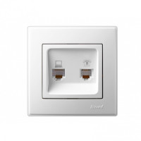 Розетка компьютерная и телефонная LEZARD Lesya белая 705-0202-143