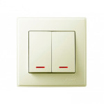 Выключатель двухклавишный с подсветкой LEZARD Lesya крем 705-0303-112