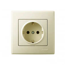 Розетка одинарная с/з LEZARD Lesya крем 705-0303-122B