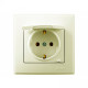 Розетка одинарная с/з и защитной крышкой LEZARD Lesya крем 705-0303-123B