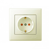 Розетка одинарная с/з со шторками LEZARD Lesya крем 705-0303-124