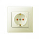 Розетка одинарная с/з со шторками LEZARD Lesya крем 705-0303-124