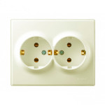 Розетка двухмесная с/з LEZARD Lesya крем 705-0303-127B