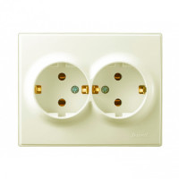 Розетка двухмесная с/з LEZARD Lesya крем 705-0303-127B