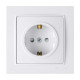 Розетка одинарная с/з и шторкой Nilson Thor белая 27111019